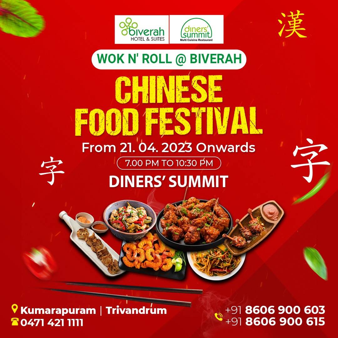 Chinese food festival at Biverah Hotel Suites Trivandrum Thiruvanthapuram